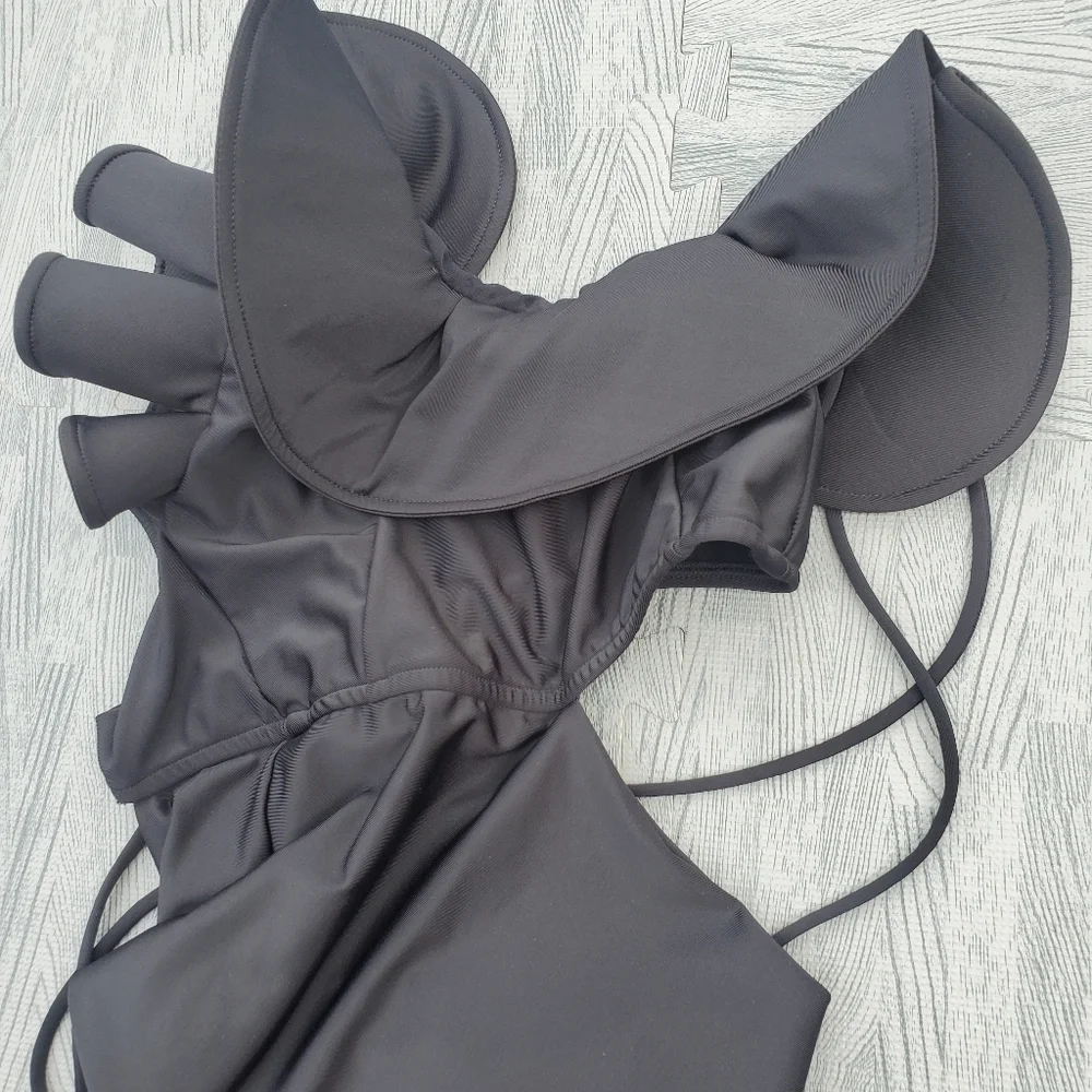 New Kanomi One Shoulder black Swimsuit UV Sun Protection handmade One Piece sexy